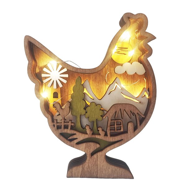 Escultura de silueta de arte de madera estatua de decoración de animales para mesa de salón Pollo Gloria Escultura de silueta de oso