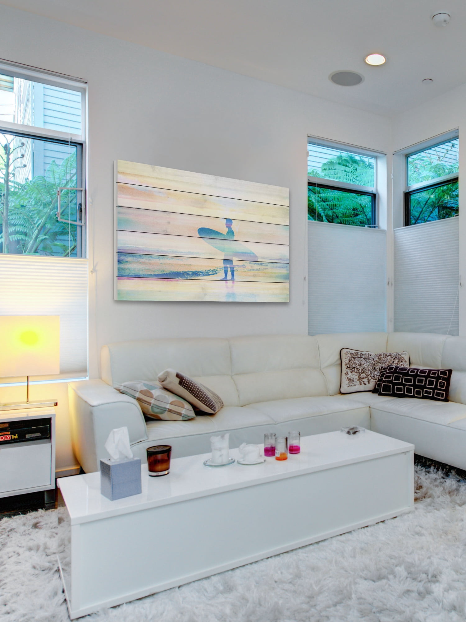 Parvez Taj "Faded Surf" Print on White Wood