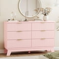 thumbnail image 3 of FANRAL 6 Drawers Dresser Fluted Dresser for Bedroom,Wooden Chest of Drawers Modern Dresser for Closet,Pink Dresser, 3 of 8