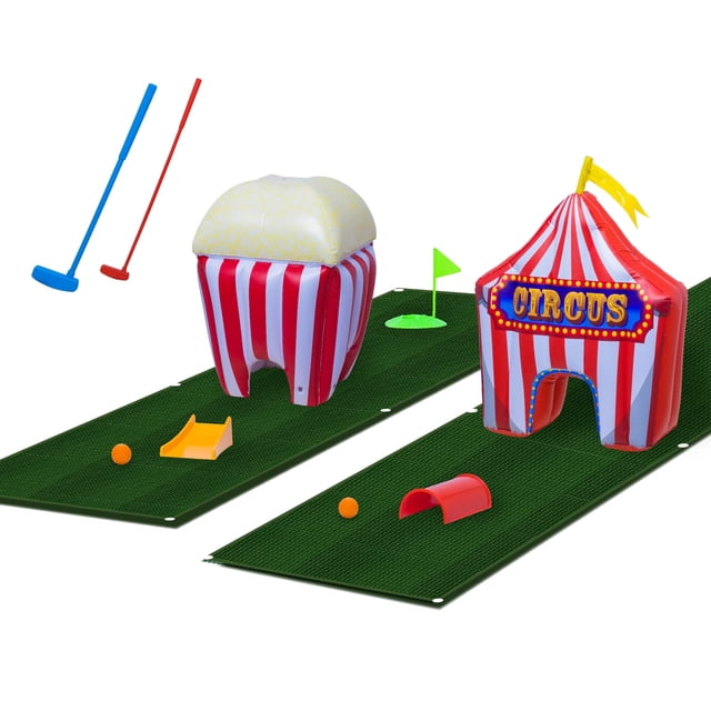 Set de minigolf inflable para niños pequeños FunPark con palos ajustables