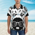 thumbnail image 2 of Kll Men'S Hawaiian Shirt Short Sleeve Button Down Beach Shirts-Black Head Woman With Panda Hair, 2 of 7