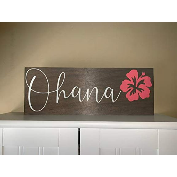 Ohana, Family Wooden Board Sign,Rustic Wood Wall Sign,Hanging Wood Sign Decor for Garden