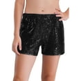 thumbnail image 3 of Mufeng Kids Girls Sequin Shorts Sparkly Hip Hop Jazz Dance Shorts Glitter High Waist Rave A Line Black 10, 3 of 7