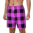 thumbnail image 2 of Gaeub Purple Black Buffalo Plaid Mens Swim Trunks Stretch Beach Shorts Quick Dry for Men Swim Shorts Swimwear with Pockets- Small, 2 of 9