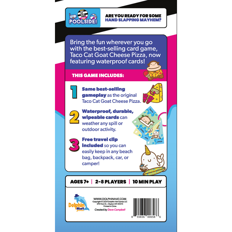 Taco Cat Goat Cheese Pizza Poolside Edition Waterproof Card Game