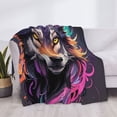 thumbnail image 3 of Balery Colorful Wolf Head A Manta de Franela con Dibujo, Lujo Ultra Suave y Cálido, Antipelusa y Resistente a las Arrugas para Cama, Sofá, Camping -60"x50", 3 of 6