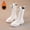 White, variant on Girls' Knee High Riding Boots Cute Boots, Soft Comfort Sole Side Zipper Casual Leather Daily Outdoor Versatile Princess Boots Black 1.5