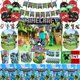 thumbnail image 2 of Decoración de fiesta de cumpleaños de juego de píxeles de artesanía de minero, taza de papel, plato, mantel, globos para niños, suministros para fiesta de Baby Shower, 2 of 5