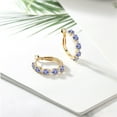 thumbnail image 5 of Gem Stone King 18K Yellow Gold Plated Silver Blue Tanzanite and White Topaz Hoop Earrings for Women (3.32 Cttw, Round 4MM and 1.9MM, Gemstone Birthstone 1 inch Diameter), 5 of 5