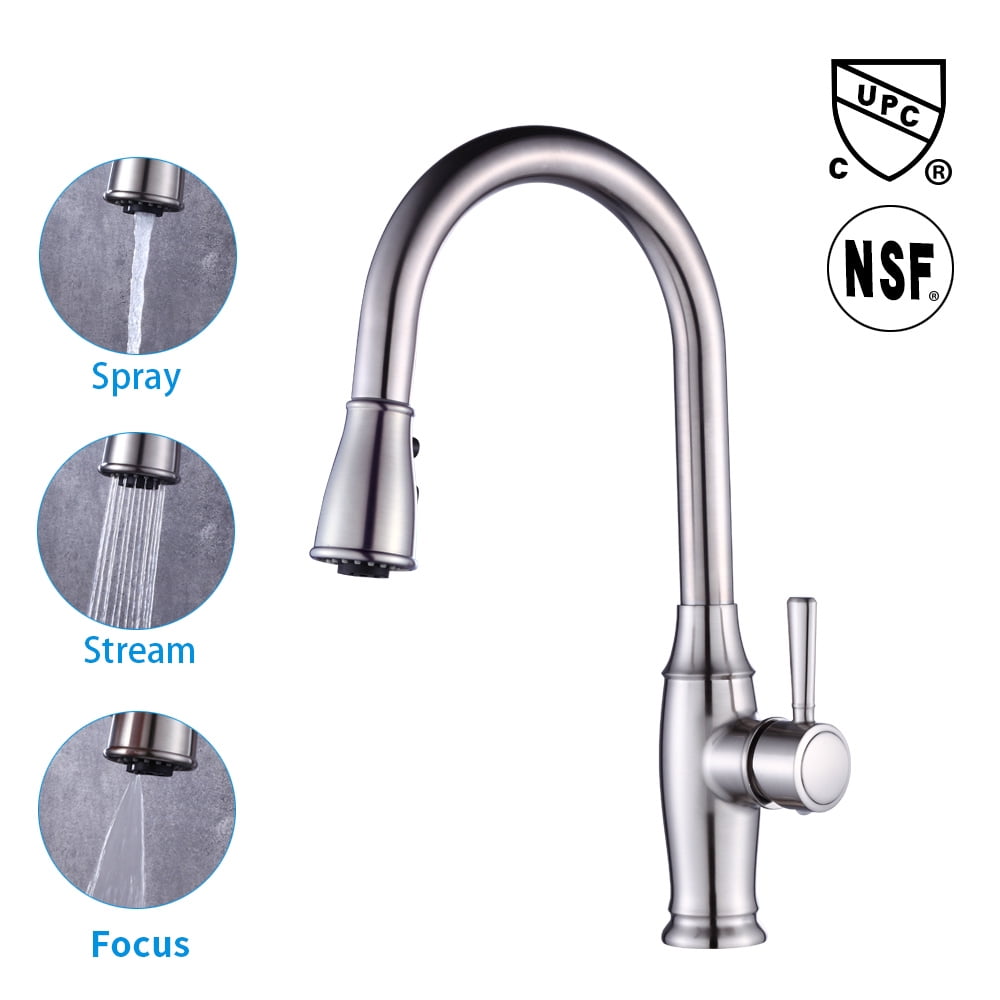 Kepooman 8405 Kitchen Faucet, Bathroom Single Handle High Arc Pull out Faucet for Home, Pull Down Single Level Stainless Steel Kepooman 8405 Kitchen Faucet, Bathroom Single Handle High Arc Pull out Faucet for Home, Pull Down Single Level Stainless Steel
