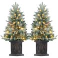 thumbnail image 3 of 3 ft artificial christmas tree con square base, 78 LED lights, red berry decorations - easy install para holidays, 3 of 6