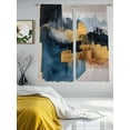 thumbnail image 3 of Abstract Art Sheer Curtains for Living Room Bedroom, Light-filtering Sheer Curtain, Blue Gold Oil Painting Texture Collage Art Rod Pocket Voile Window Treatment Drapes, 52’’Wx63’’L, 2 Panels Set, 3 of 7