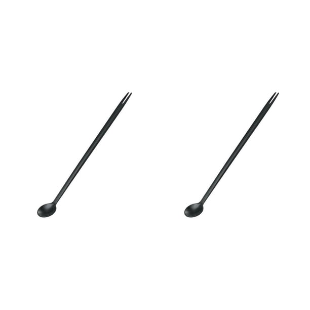 Kearding Cuchara 2 en 1, tenedor agitador de frutas de mano, herramientas de cocina multifuncionales, utensilios de cocina para el hogar, Negro 2piezas