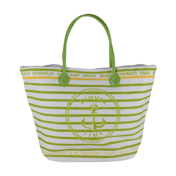 Anchor Beach Bag - Lime Green - 22 Inch x 15 Inch - Women Swim Pool Bag Large Tote