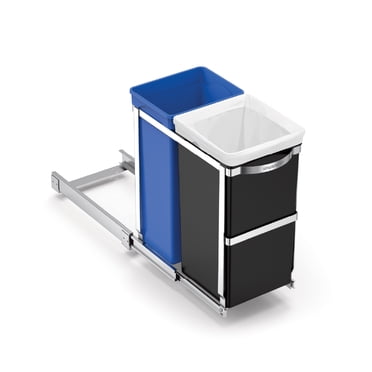 Simplehuman 35 Liter / 9.3 Gallon Under Counter Kitchen Cabinet Pull-Out Recycling Bin and Trash Can