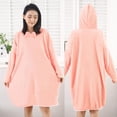 thumbnail image 2 of LangJing Women's Fleece Hooded Robes Cozy Warm House Dress Housecoat Quick Dry Spa Shower Robe Loungewear Pink,Free Size, 2 of 6