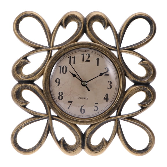 ROMANSENTIAL Golden Retro Wall Clock Decorative Hollowed-Out Easy to Read for Decor