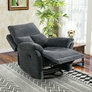 Bonzy Home Swivel Rocker Recliner Chairs for Living Room Overstuffed Breathable Manual Reclining Chair Modern Sofa Smoky Grey