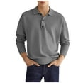thumbnail image 2 of pstuiky Shirts for Men, Men Long Sleeve V-Neck Print Long Sleeve Shirts for Women Loose Fit Simple Plus Size Shirts for Mens Golf Shirts for Men Amazing Prices Gray XL, 2 of 8
