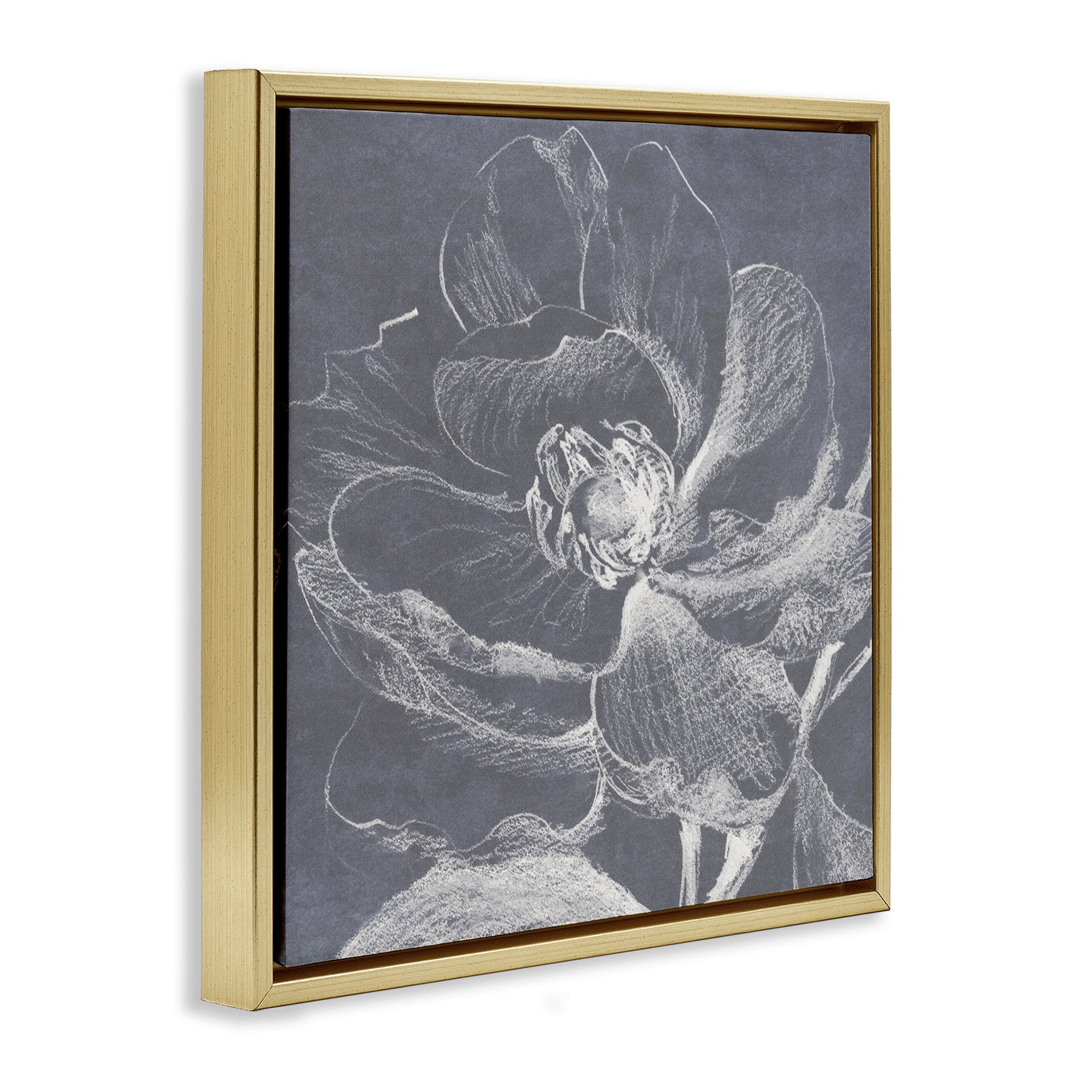 Stupell Industries Magnolia Sketch Impression Plants & Flowers Drawing Gold Floater Framed Canvas Art Print Wall Art, 25 x 25