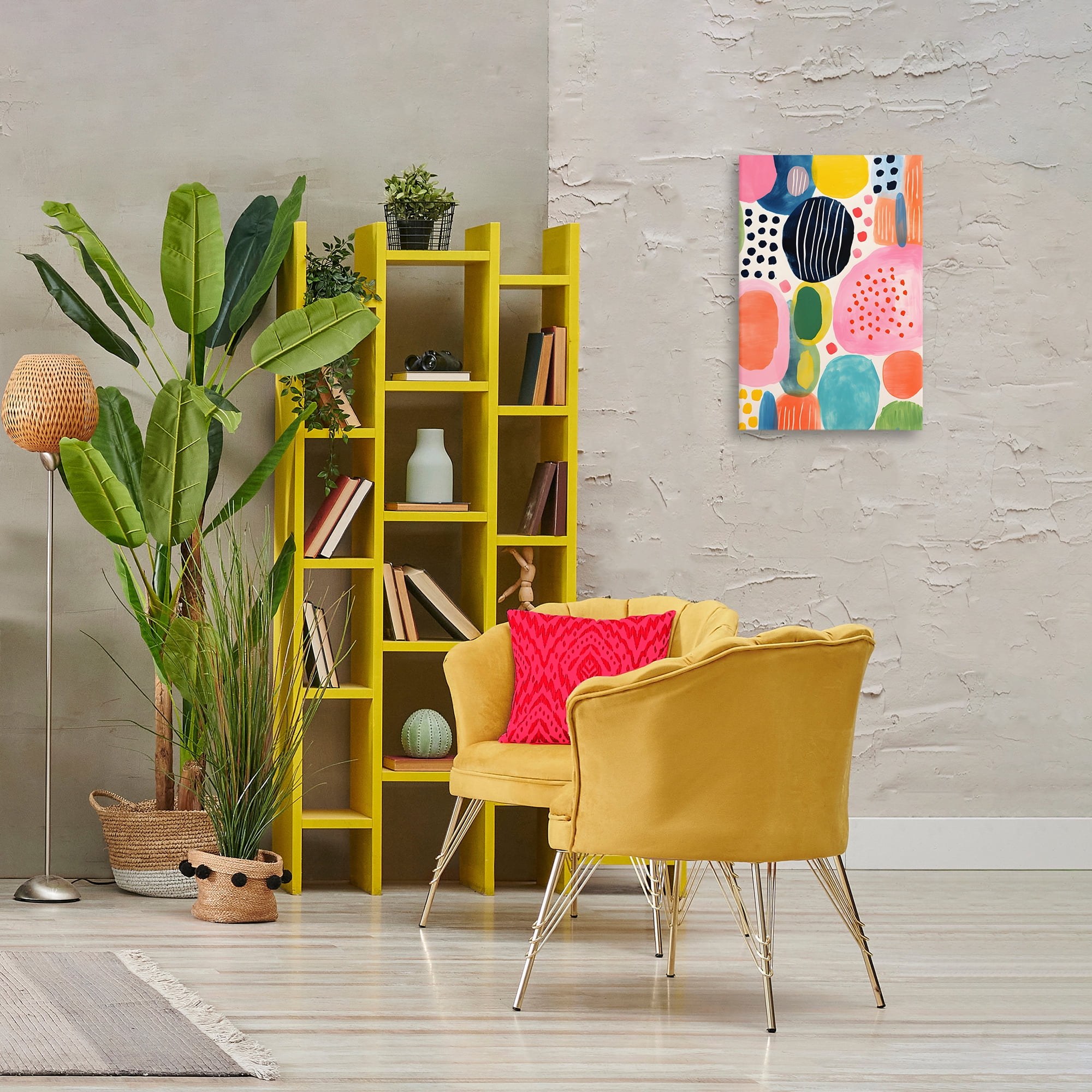 Stupell Industries Whimsical Patterned Shapes Abstract Painting Gallery Wrapped Canvas Art Print Wall Art, 16 x 24