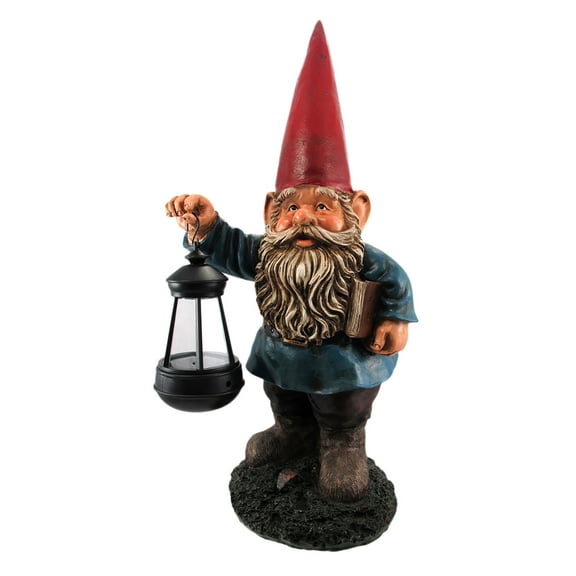 Zeckos Garden Gnome Holding Lantern Statue