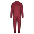thumbnail image 5 of cllios Men's Onesie Pajamas Long Sleeve One Piece Solid Button Down Jumpsuit Romper Sleepwear, 5 of 5
