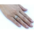thumbnail image 3 of Three-Stone Type 5x5mm Round CZ Stainless Steel Twins Wedding Ring Set - Size 10, 3 of 7