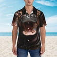 thumbnail image 2 of Fotbe Playful Baby Hippo Splash Camisa Hawaiana para Hombre Unisex – Camisa Casual de Verano con Botones de Manga Corta de Algodón y Lino,Small, 2 of 7
