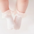 thumbnail image 2 of Caqnni Baby Girl Socks Super Soft Baby Ruffle Socks Lace Socks for Baby Girls Cute Baby Girl Ruffle Socks School Uniform Turn Socks Ruffle Lace Socks ,0-1 Years, 2 of 9