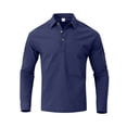 thumbnail image 5 of Men's Linen Cotton Long Sleeve Shirt Top Casual Lapel Button Down Shirt Loose Fit Breathable Waffle Knit Soft Textured Business Casual Work Office Travel Outfit | AESTIVO,Navy XL, 5 of 9