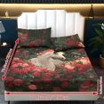thumbnail image 2 of COEQINE King Size Sheet Set Comfy Easy Care 3 Pieces Bedding Set Include 1 Fitted Sheet & 2 Pillowcases, All Around Elastic Fitted for Women Men, White Horse Rose, 2 of 5