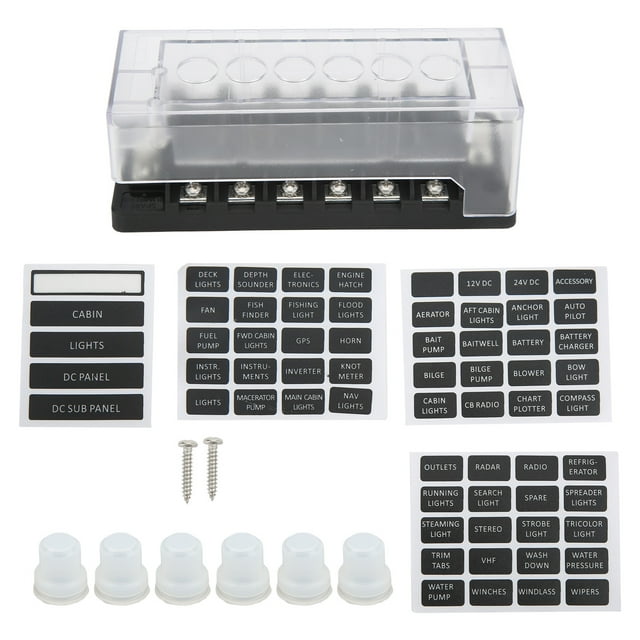 Disyuntor de caja de bloque de fusibles de 6 vías con tapa impermeable para protección de circuito de vehículos y barcos