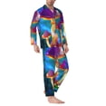thumbnail image 2 of Salouo Magic Mushrooms ,Fireflies Print Button-Front Long Sleeve Pajama Set for Men, Soft 2Pjs Men's Long Sleeve Sleepwear-X-Large, 2 of 7