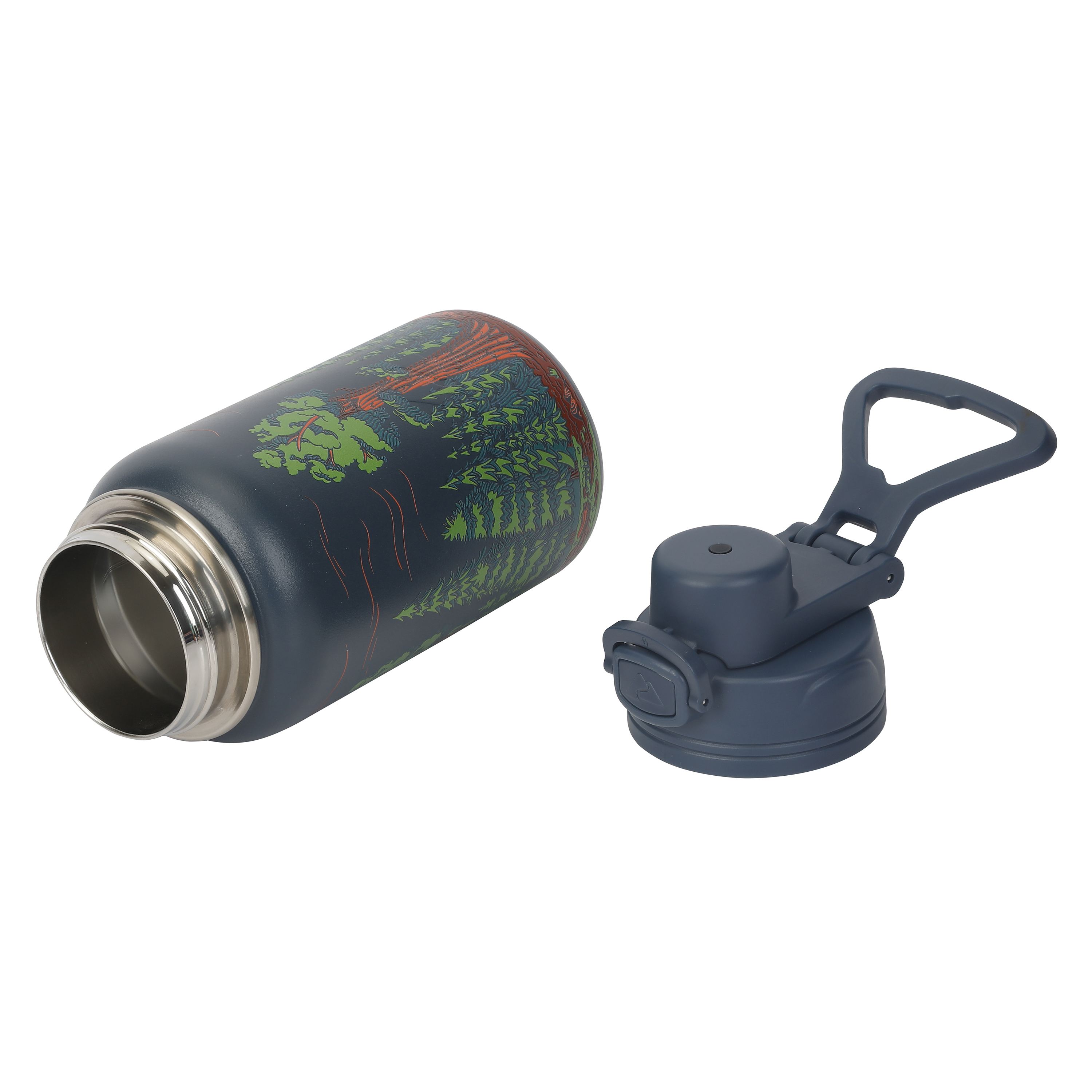 Botella de agua aislada de acero inoxidable de 18 oz con tapa de presión, bosque antiguo 7