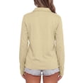 thumbnail image 5 of Hearthz Polo Shirts Women 3 Button Long Sleeve Shirt for Women Relaxed Fit Solid Color Tshirts Shirts for Women Uniform Tops Khaki XXL, 5 of 6