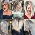 thumbnail image 6 of DOPI Human Hair Wigs For Black Women Natural Hair Sexy Gradient Gray Party Wigs Short Straight Hair Mixed Colors, 6 of 6