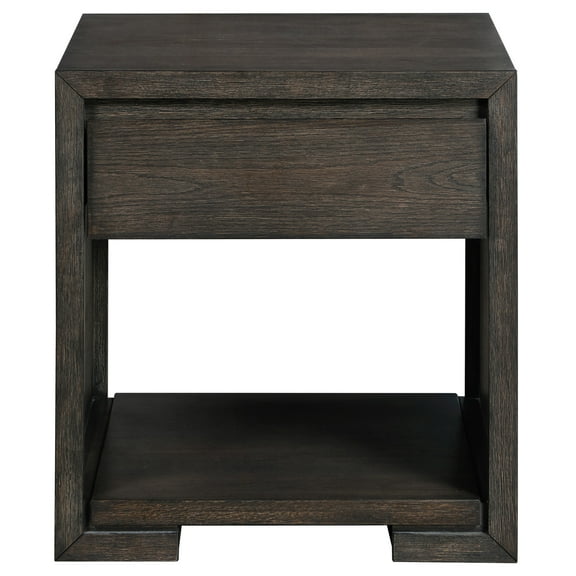 Steve Silver Evan Modern Square End Table with 1 Drawer and Bottom Shelf, Walnut