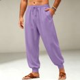 thumbnail image 2 of Mens Sweatpants Loose Fit Joggers Tapered Leg Lounge Pants Drawstring Waist Cotton Sweat Pants with Pockets Purple M, 2 of 5