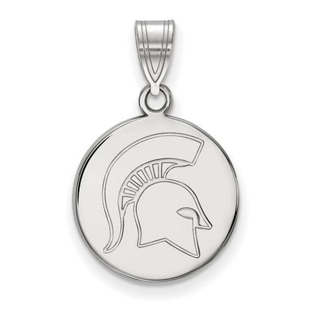 Michigan State Medium (5/8 Inch) Disc Pendant (10k White Gold)