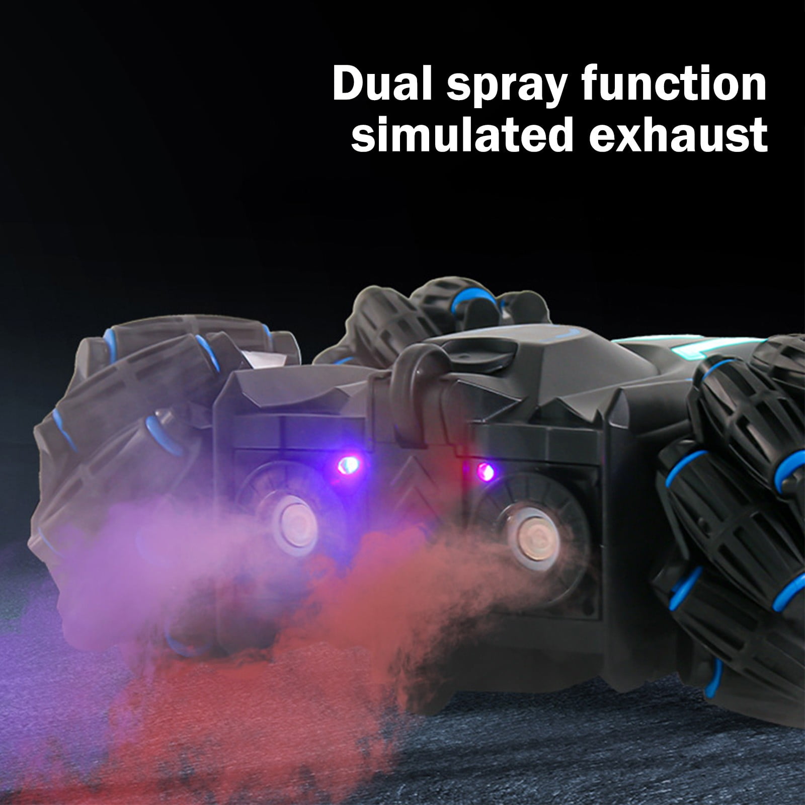 Meggemo Remote Control Car Toy, Rechargeable Double Sided Driving Stunt Rc Car,Exhaust Spray And Sound Effects Rc Cars With Led Lights, 2.4ghz All Terrain Electric Cars Gifts