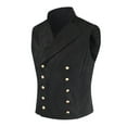 thumbnail image 2 of Miluxas Mens Double Breasted Suede Dress Vest Prom Party Velvet Waistcoat Black XXXL(XXXL), 2 of 6