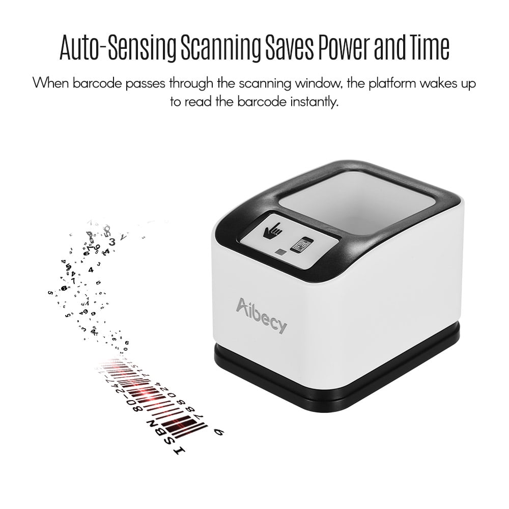 Aibecy 2200 1D/2D/QR Bar Code Scanner CMOS Image Desktop Barcode Reader USB Omnidirectional Screen Barcode Scanner