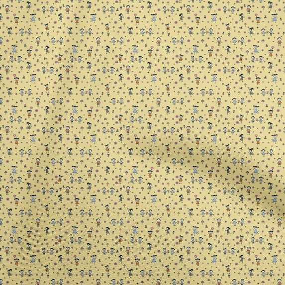 oneOone Polyester Spandex Yellow Fabric Random Dress Material Fabric Print Fabric By The Yard 56 Inch Wide