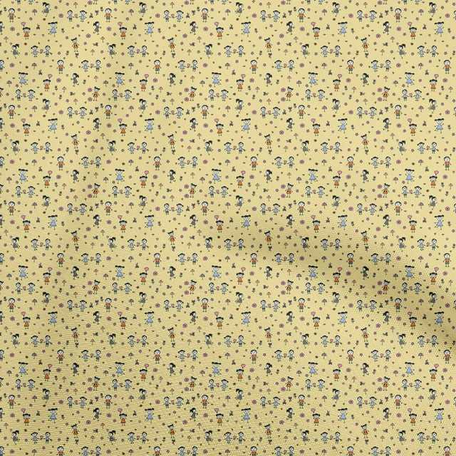 oneOone Cotton Poplin Yellow Fabric Random Sewing Material Print Fabric By The Yard 42 Inch Wide