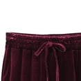 thumbnail image 5 of Womens Velvet Pants Fall Elastic Waist Drawstring Wide Leg Pants Casual Ladies Plus Size Lounge Trouser Wine, 5 of 7