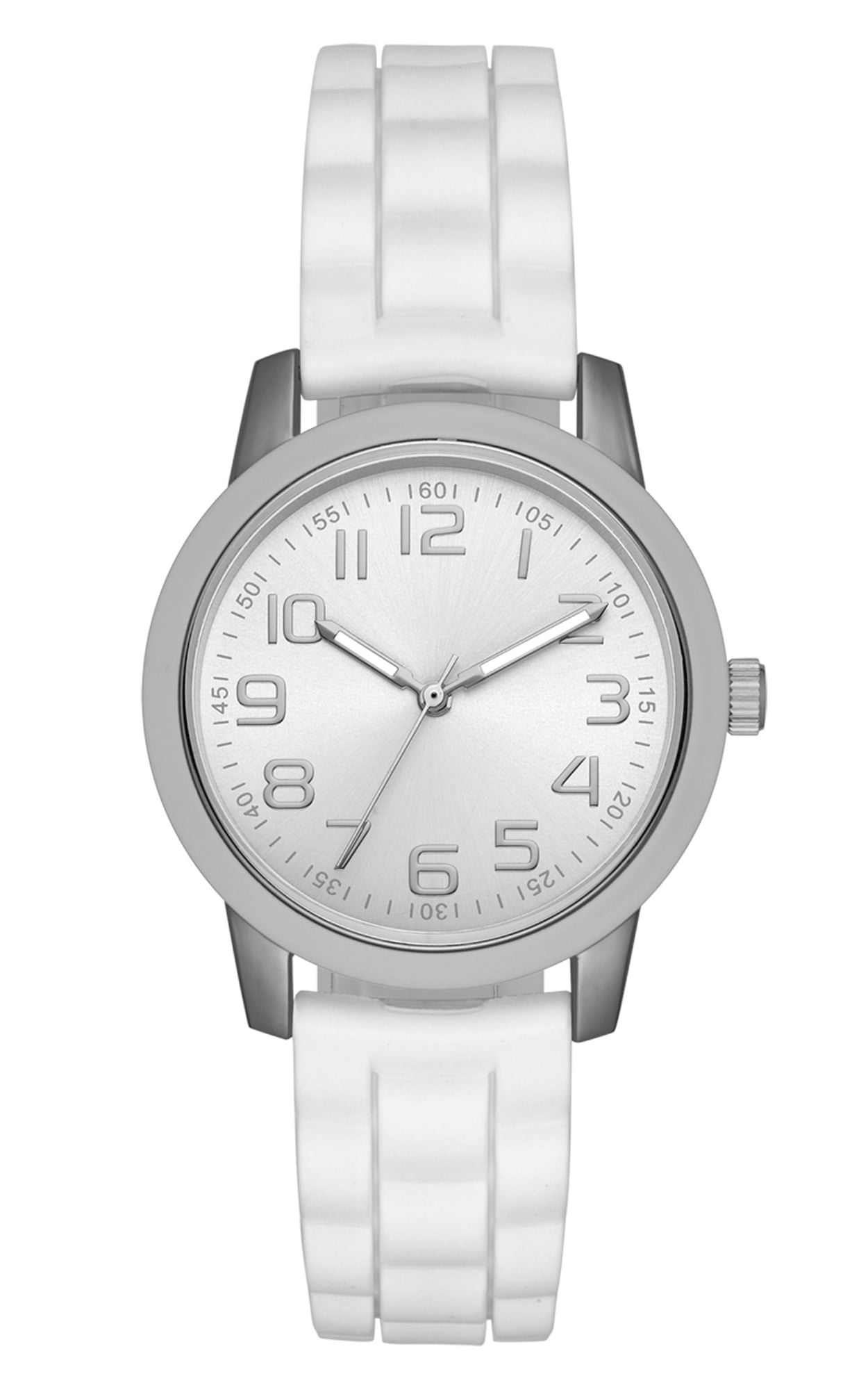 Women's Casual Sport Watch in White with Textured Strap