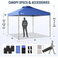 thumbnail image 5 of CROWN SHADES 10'x10' Pop Up Gazebo with Mosquito Netting Outdoor Canopy Tent for Patio, Yard, Wheeled Storage Bag Blue, 5 of 8