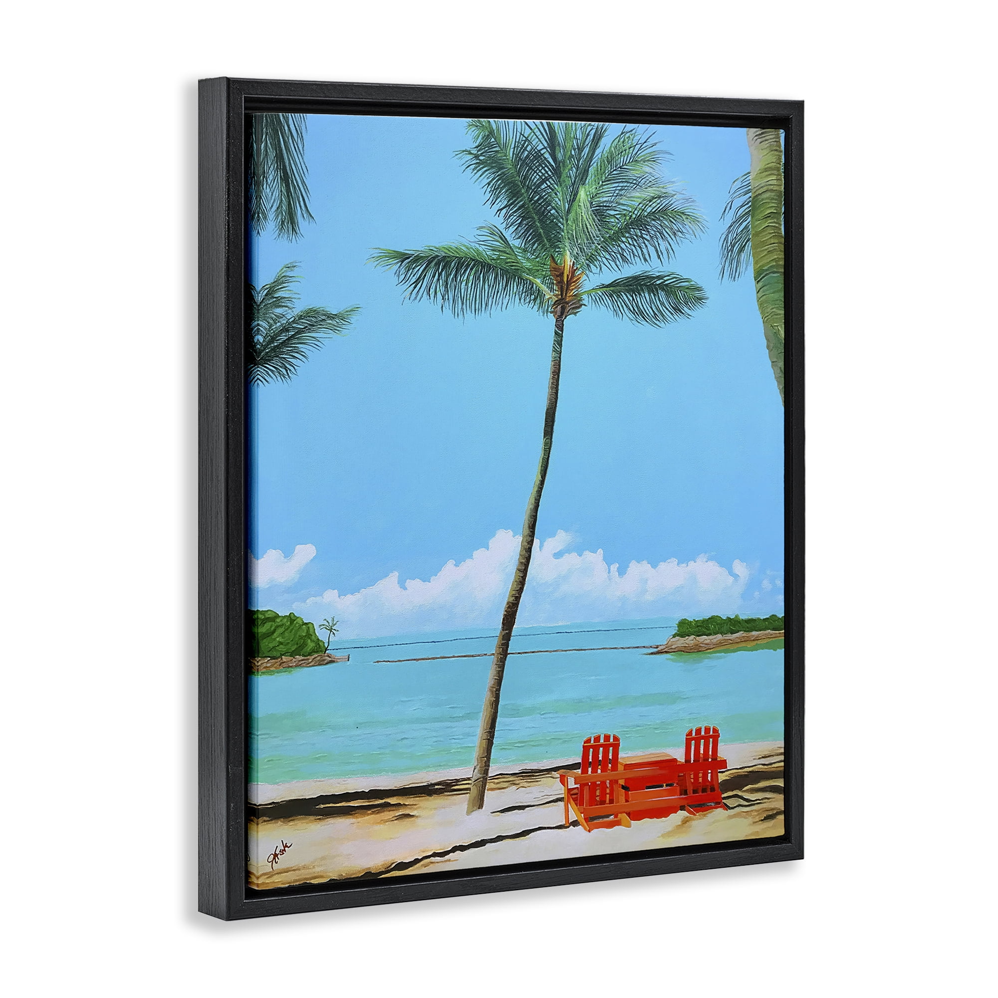 Stupell Industries Dreaming Of Palm Trees Black Framed Floater Canvas Wall Art, design by John Jaster