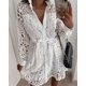 thumbnail image 1 of Vestido camisero de manga larga de encaje para mujer de talla grande Vestido de fiesta informal con tiras para mujer, 1 of 2